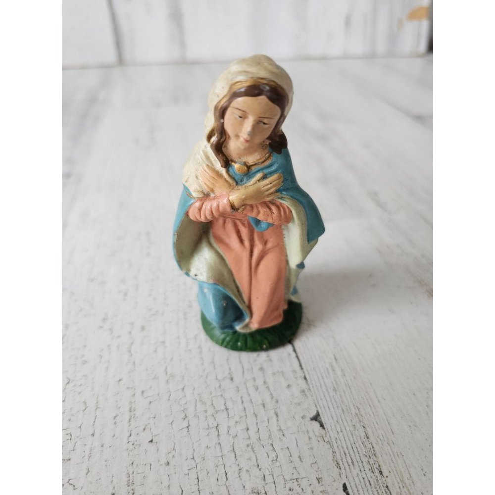 Vintage Mary virgin 4"‎ praying nativity statue figurine religious Xmas decor